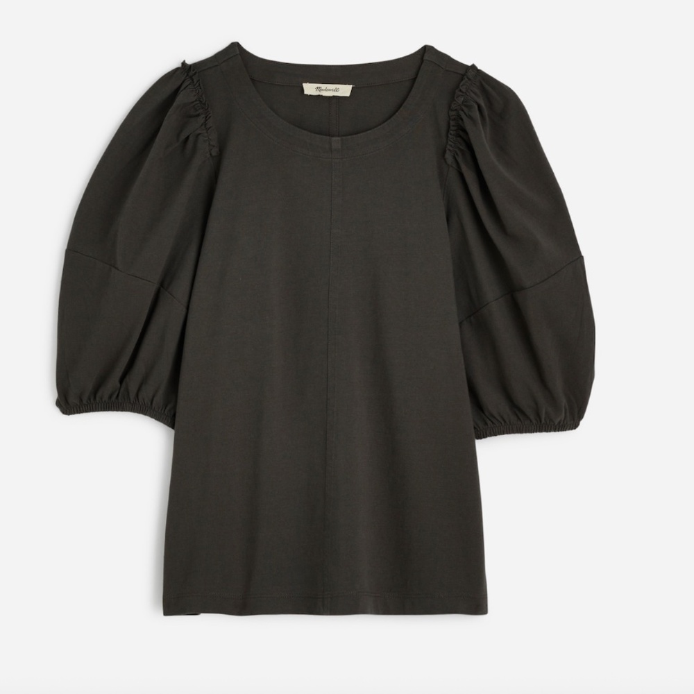 Madewell Puff-Sleeve Tee • size medium • NWT • NT331 • olive green 🫒